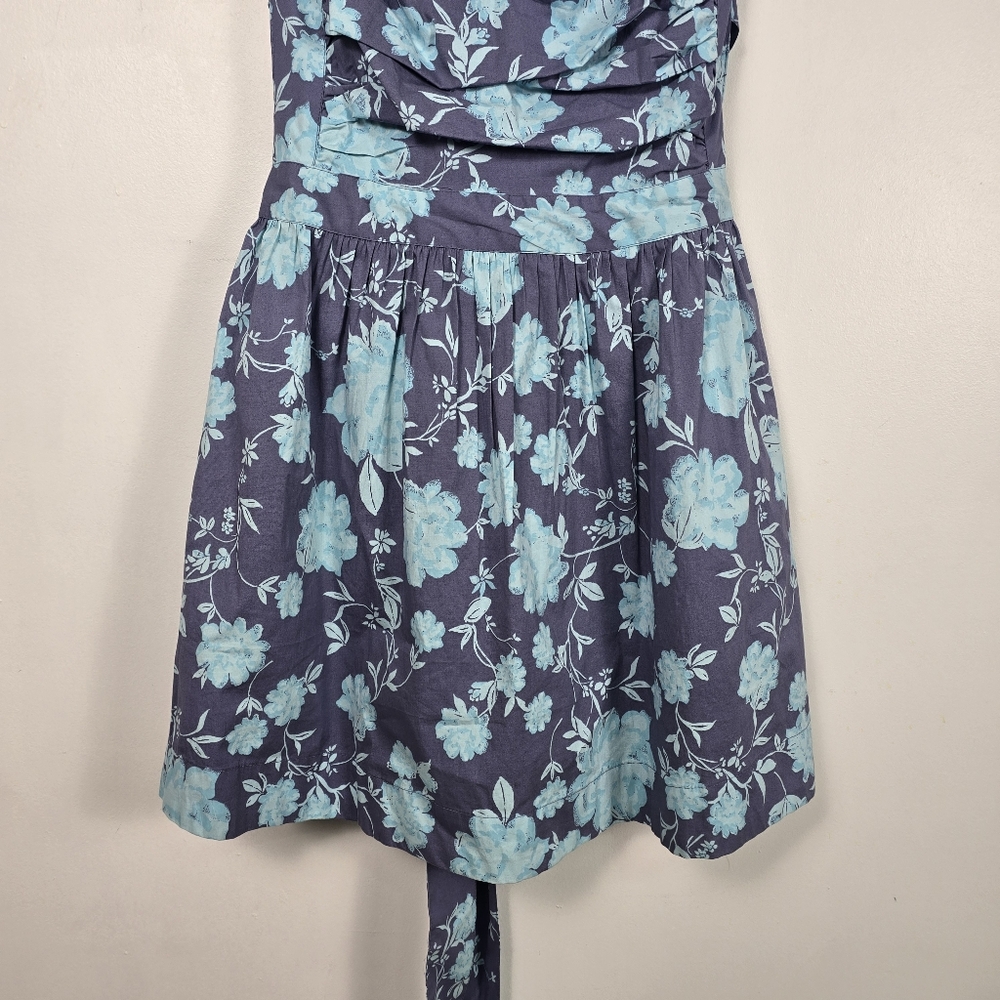 Free People Meet Me In Maui Mini Dress M Blue Floral Open Back - Picture 7 of 12